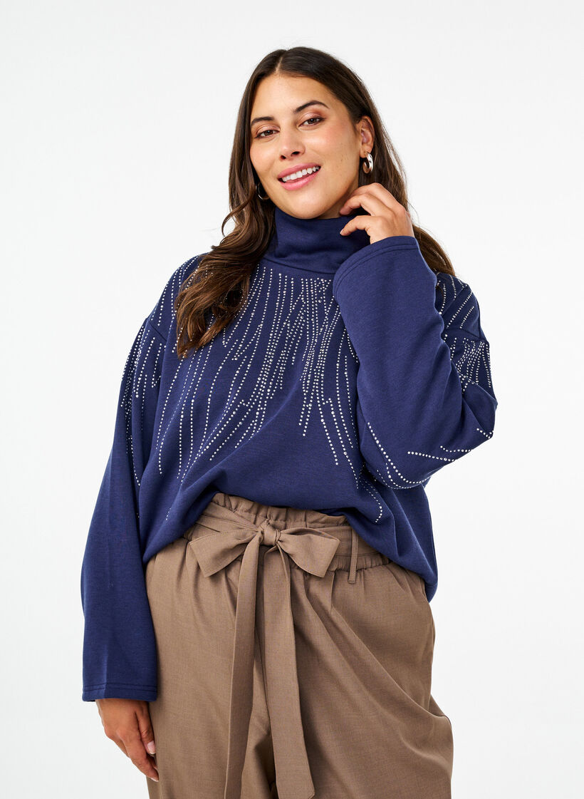 Sweatshirt med hög hals och strass, Naval Academy, Model image number 0