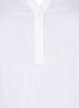 Skjortblus i bomull med v-ringad hals, Bright White, Packshot image number 2