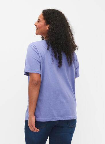 Kortärmad t-shirt med v-hals, Lavender Viloet, Model image number 1