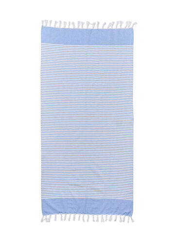 Randig handduk med fransar, Light Blue Melange, Packshot image number 1