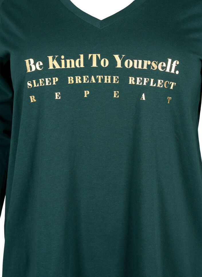 Nattskjorta i bomull med textm&ouml;nster, Scarab, Packshot image number 2