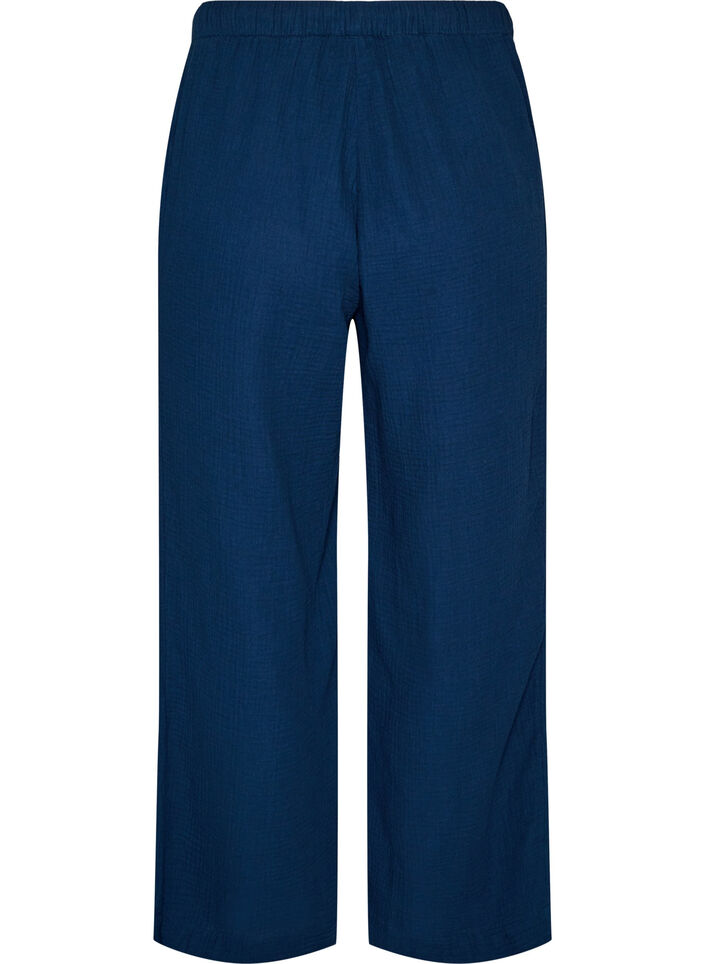 L&ouml;sa pyjamasbyxor i bomullsmuslin, Bl&aring;, Packshot image number 1