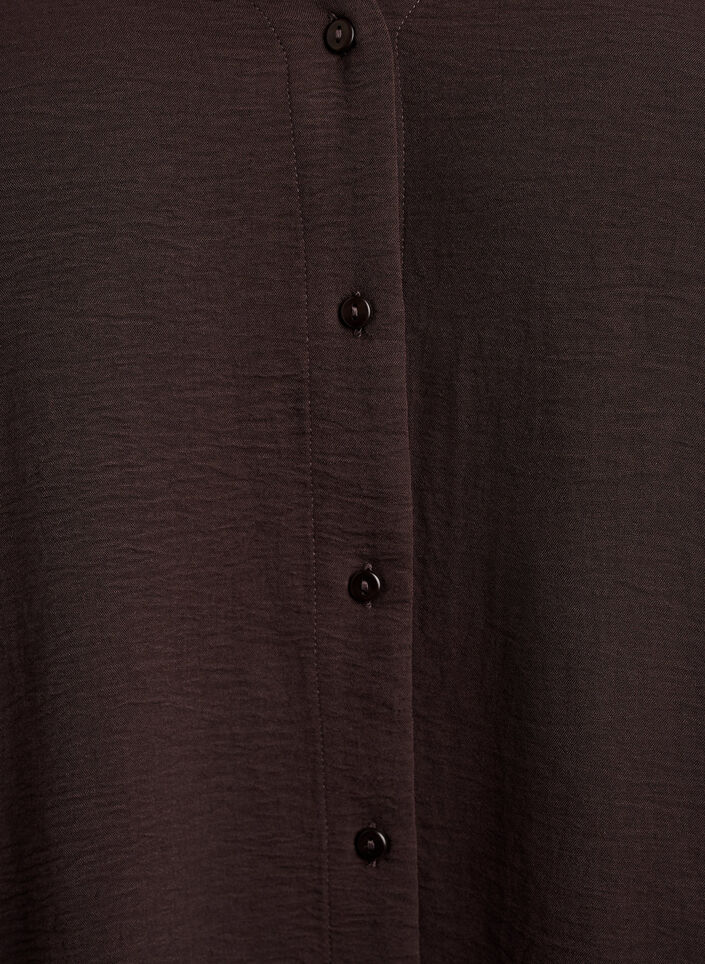Skjortblus med v-ringning och 3/4-&auml;rm, Brun, Packshot image number 2