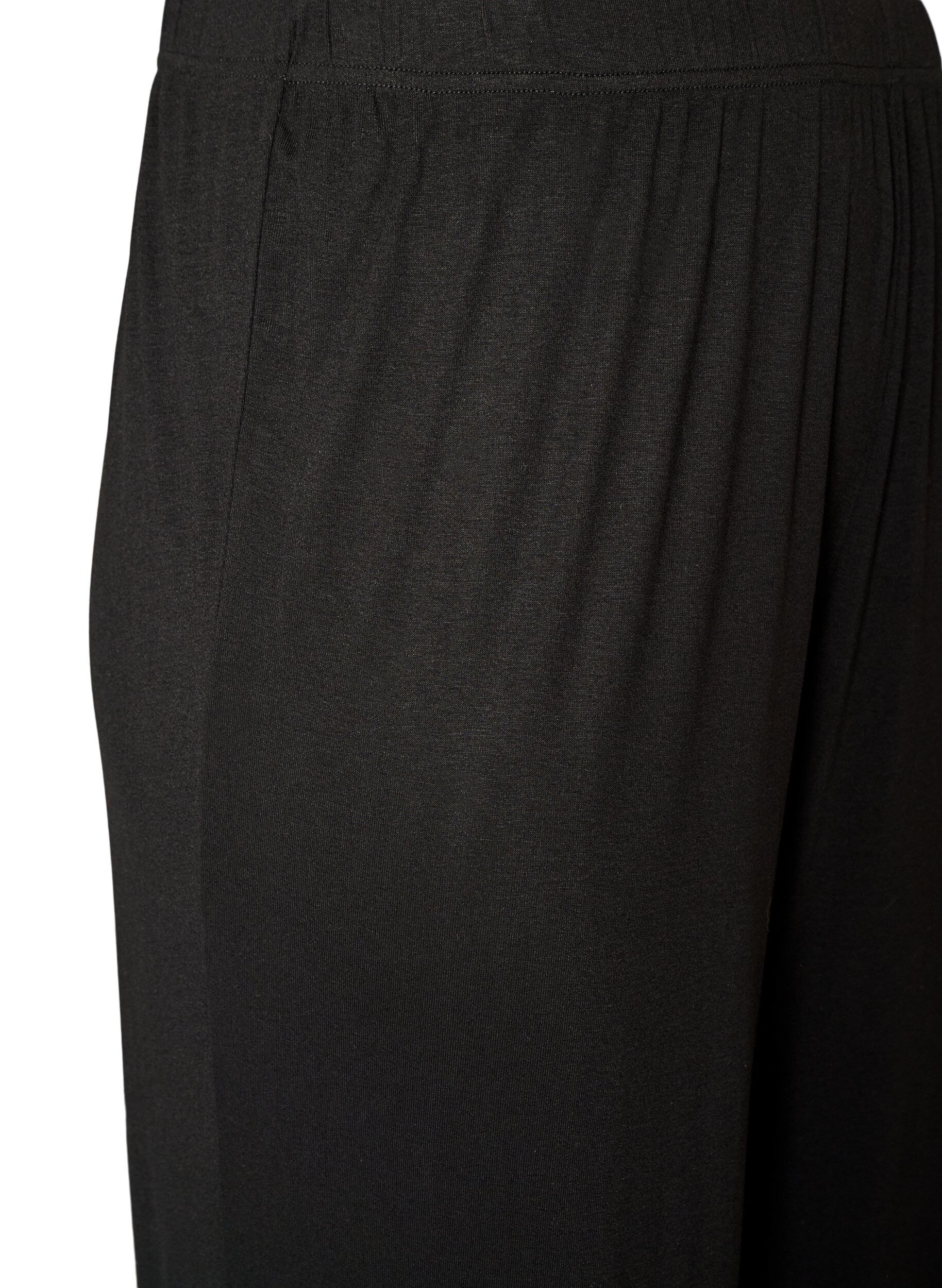 ZizziL&ouml;sa pyjamasbyxor i viskos med res&aring;r i midjan, Svart, Packshot image number 2
