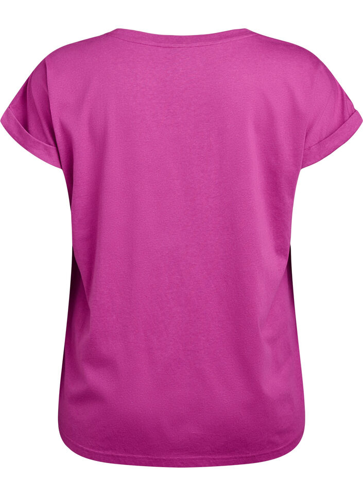Kort&auml;rmad t-shirt i bomullsblandning, Lila, Packshot image number 1