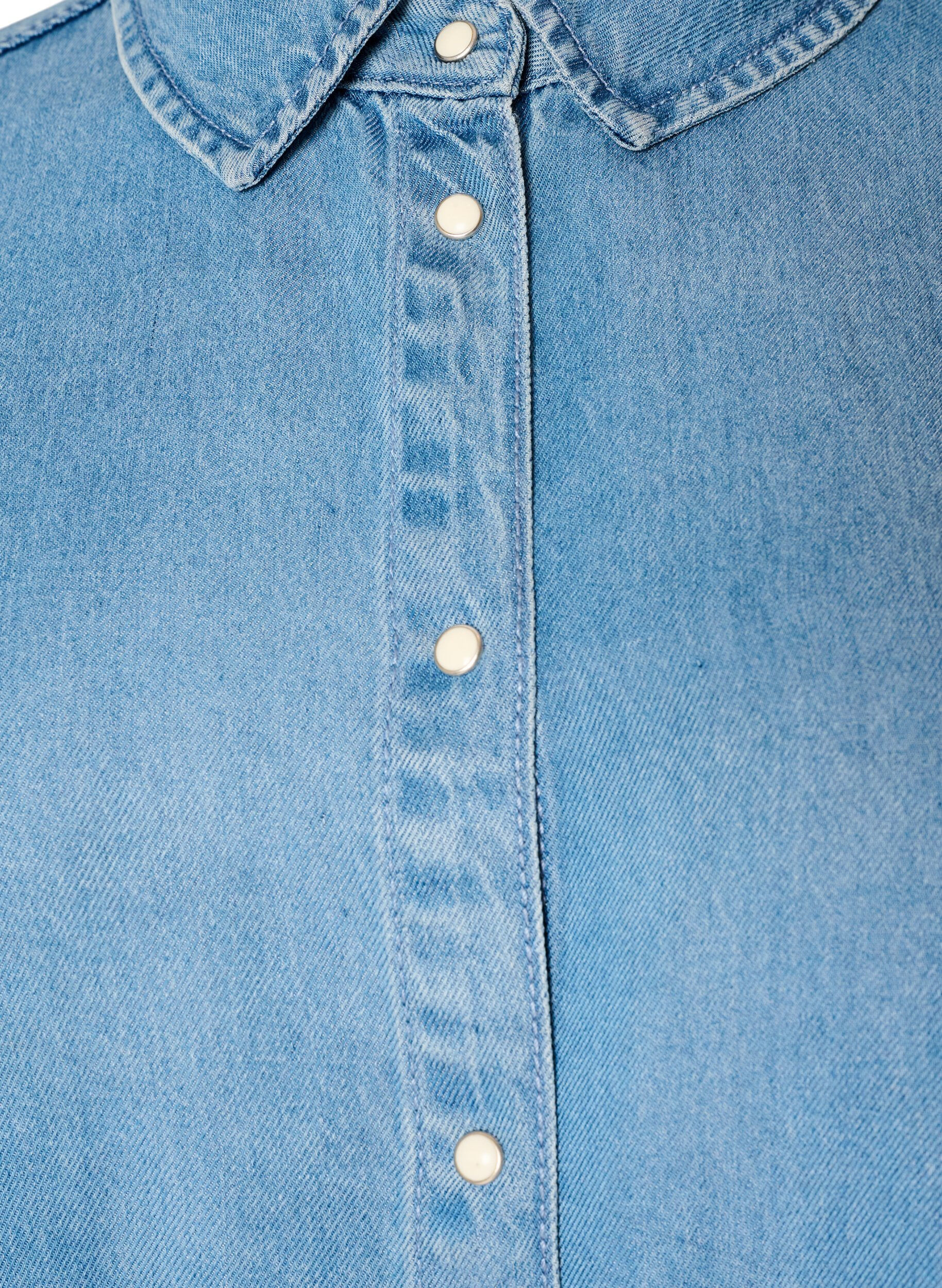 ZizziJeansskjorta i lyocell med tryckknappar, Bl&aring;, Packshot image number 2