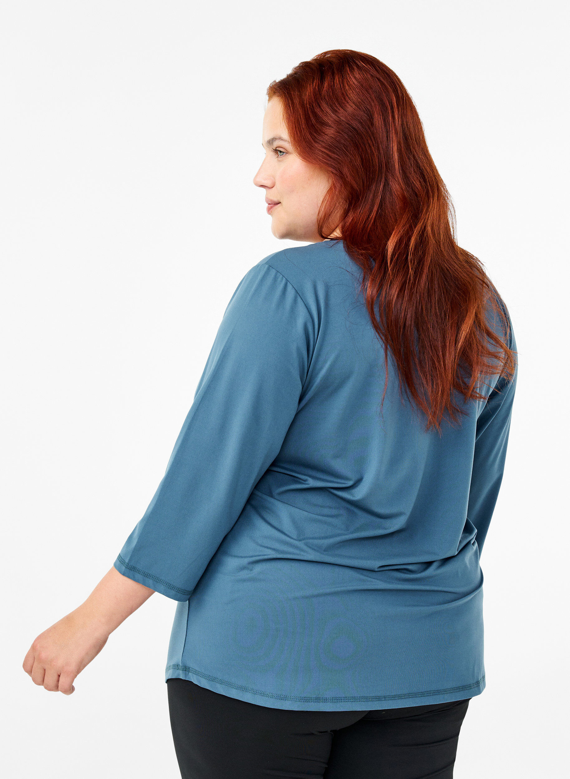 ZizziTr&auml;ningsblus med trekvarts&auml;rm, Bl&aring;, Model image number 2