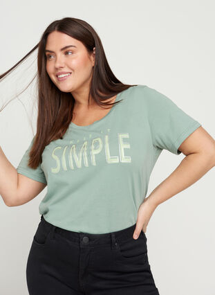 T-shirt i bomull med tryck, Chinois Green SIMPLE, Model image number 0