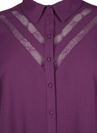 Långskjorta med spetsdetaljer, Deep Purple, Packshot image number 2