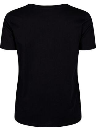 T-shirt i bomull med motiv, Black w. Flower, Packshot image number 1