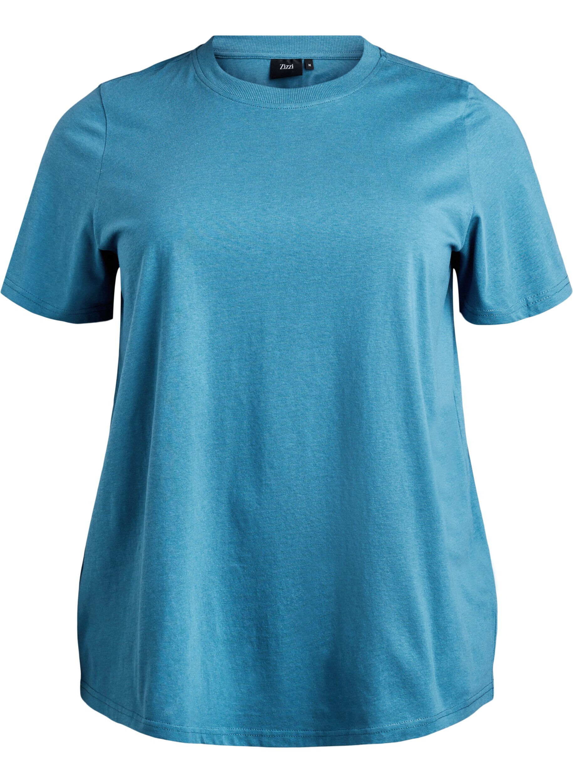Enkel t-shirt i bomull med rund halsringning