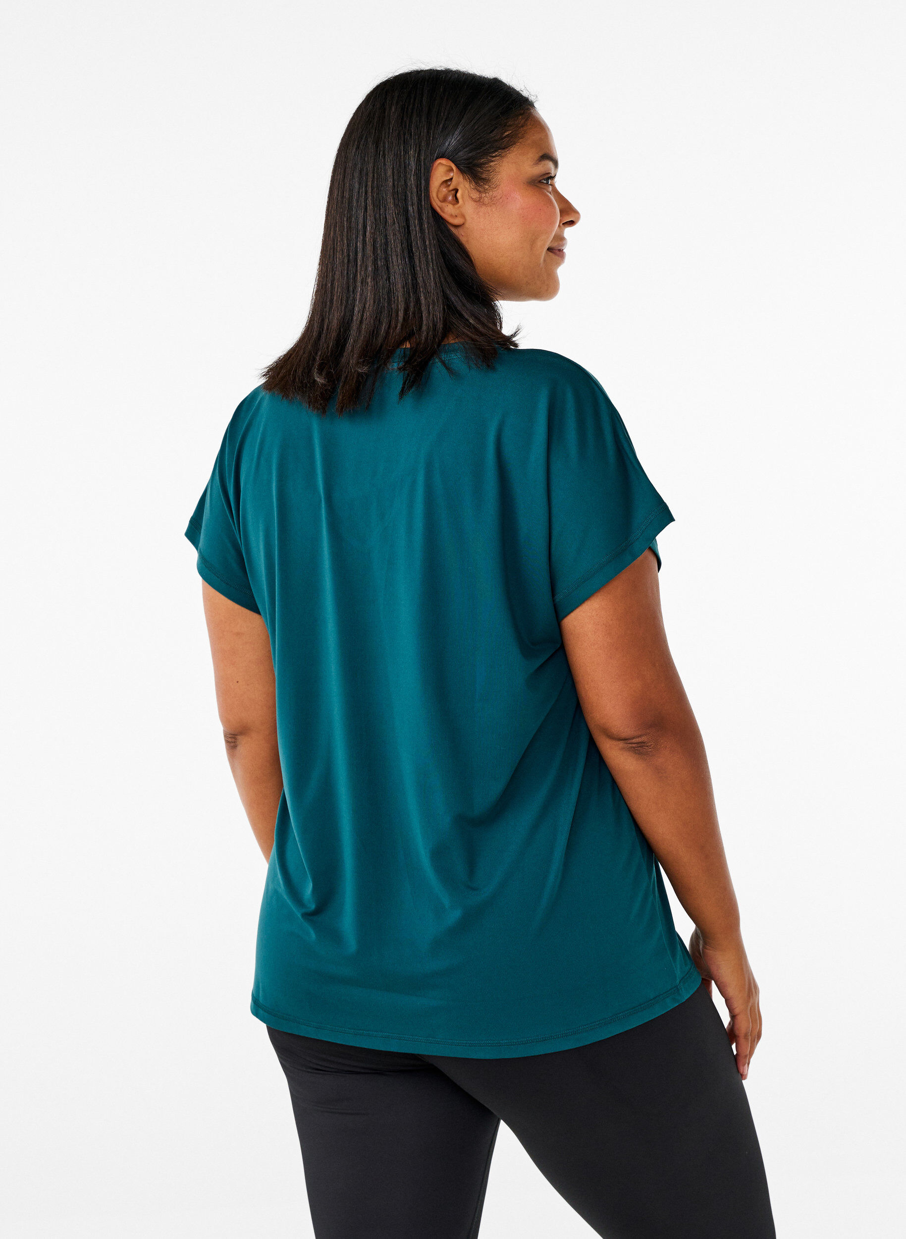 ZizziTr&auml;nings-t-shirt med v-ringning och l&ouml;s passform, Gr&ouml;n, Model image number 2