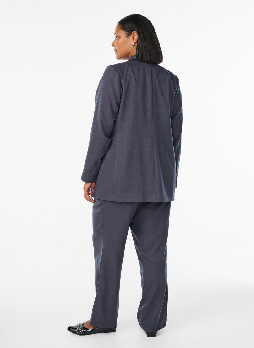 Kostymbyxor med raka ben och strukturmönster, Grå, Model image number 1