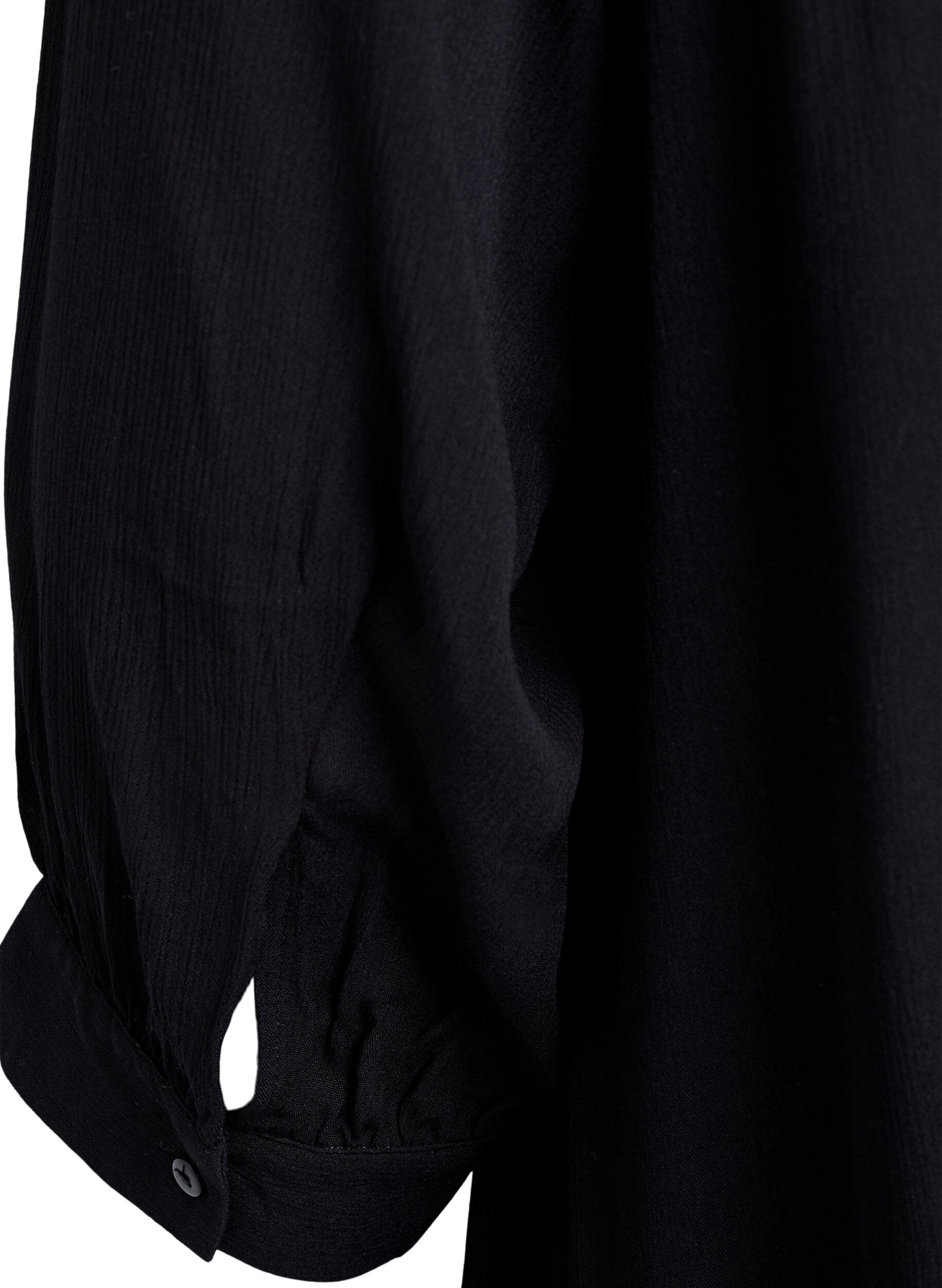 Zizzi Tunika med 3/4-&auml;rm och a-linjeformad sk&auml;rning, Svart, Packshot image number 3