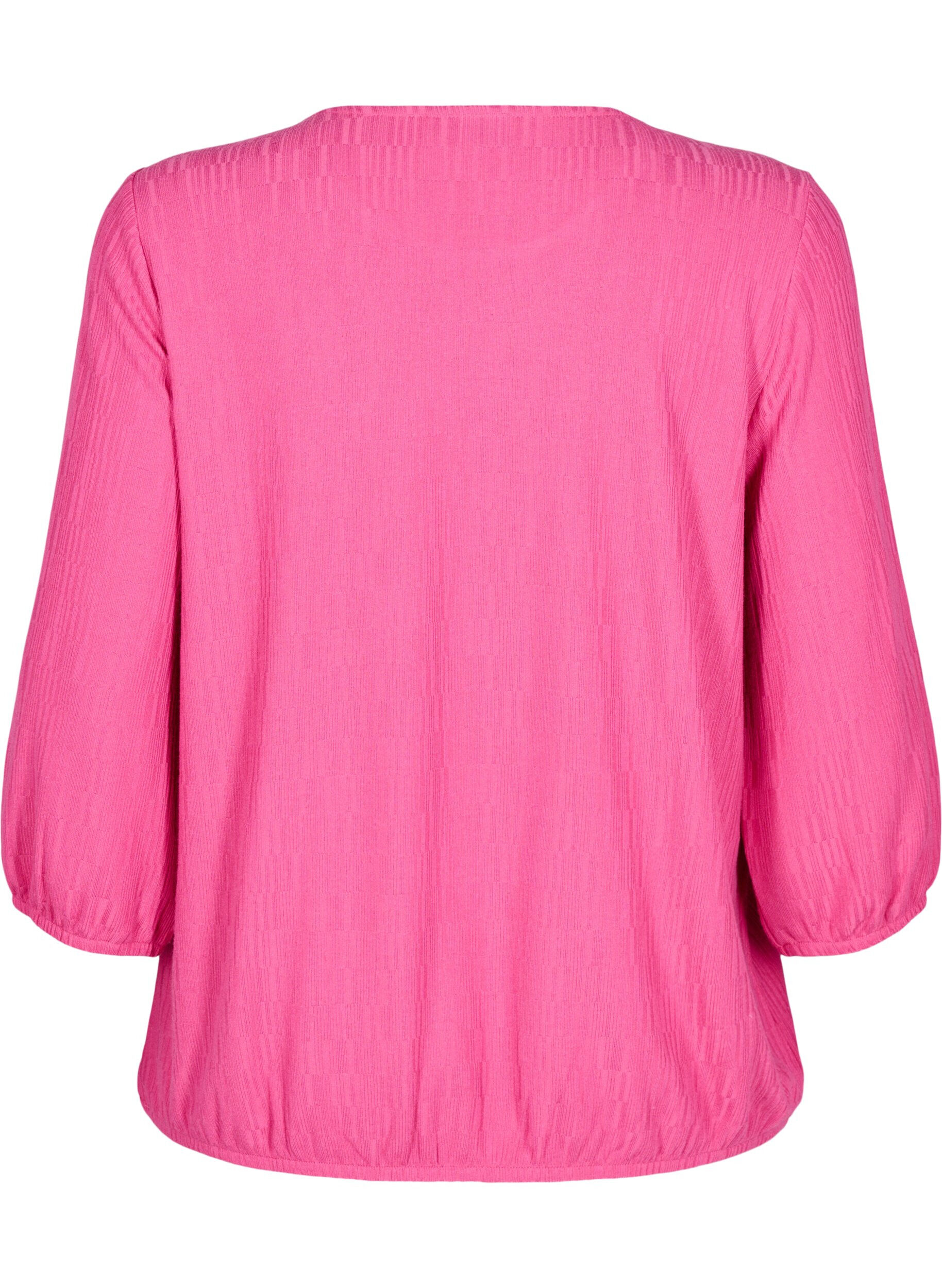 ZizziBlus med struktur och 3/4-&auml;rmar, Rosa, Packshot image number 1