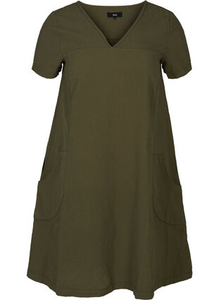 Kortärmad klänning, Ivy green, Packshot image number 0