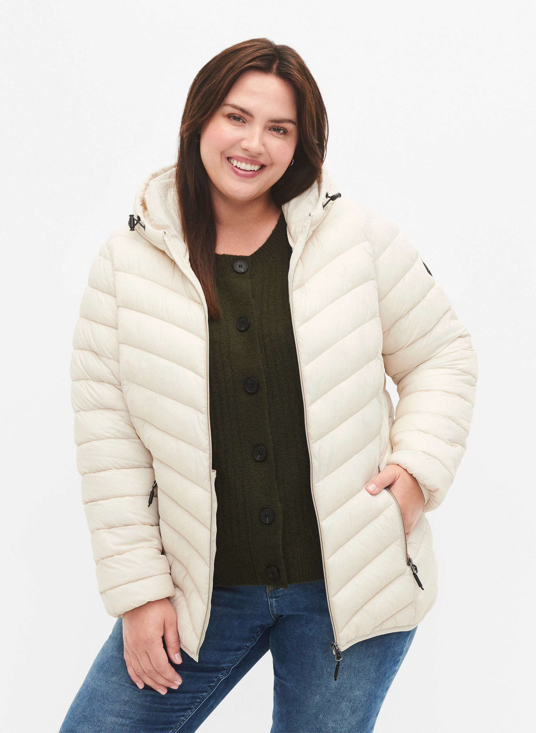 L&auml;ttviktsjacka med huva, Beige, Model