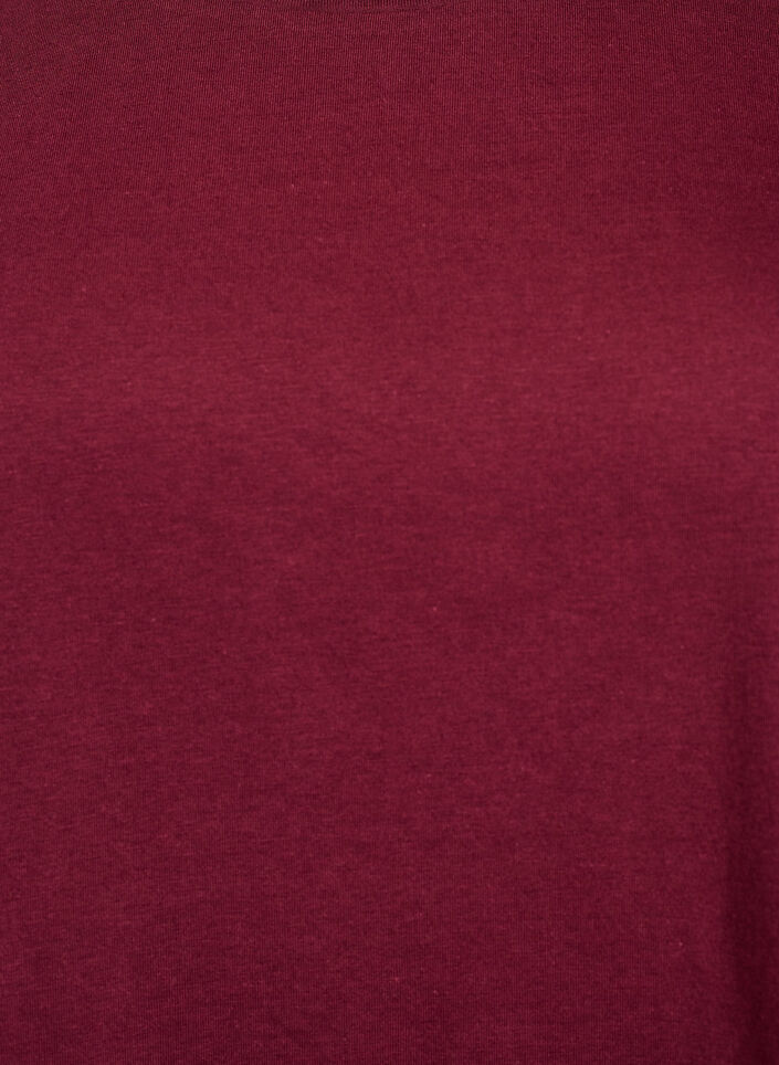 Kort&auml;rmad t-shirt i bomullsblandning, M&ouml;rk Bordeaux, Packshot image number 2