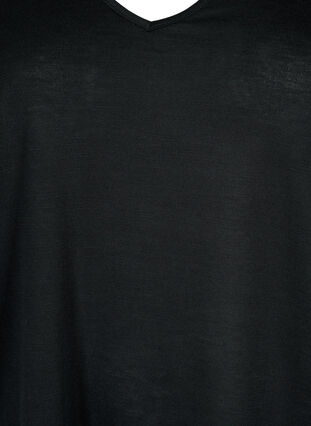 V-ringad blus med korta ärmar och spets, Black, Packshot image number 2