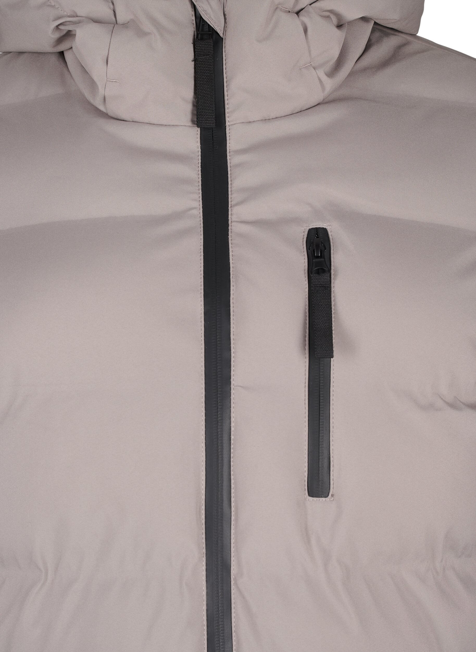 Zizzi Pufferkappa med huva och fickor, Beige, Packshot image number 2