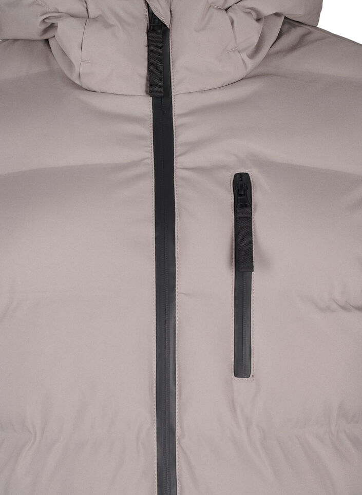 Pufferkappa med huva och fickor, Beige, Packshot image number 2