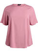 Kort&auml;rmad v&auml;vd blus med rund hals, Rosa, Packshot image number 0