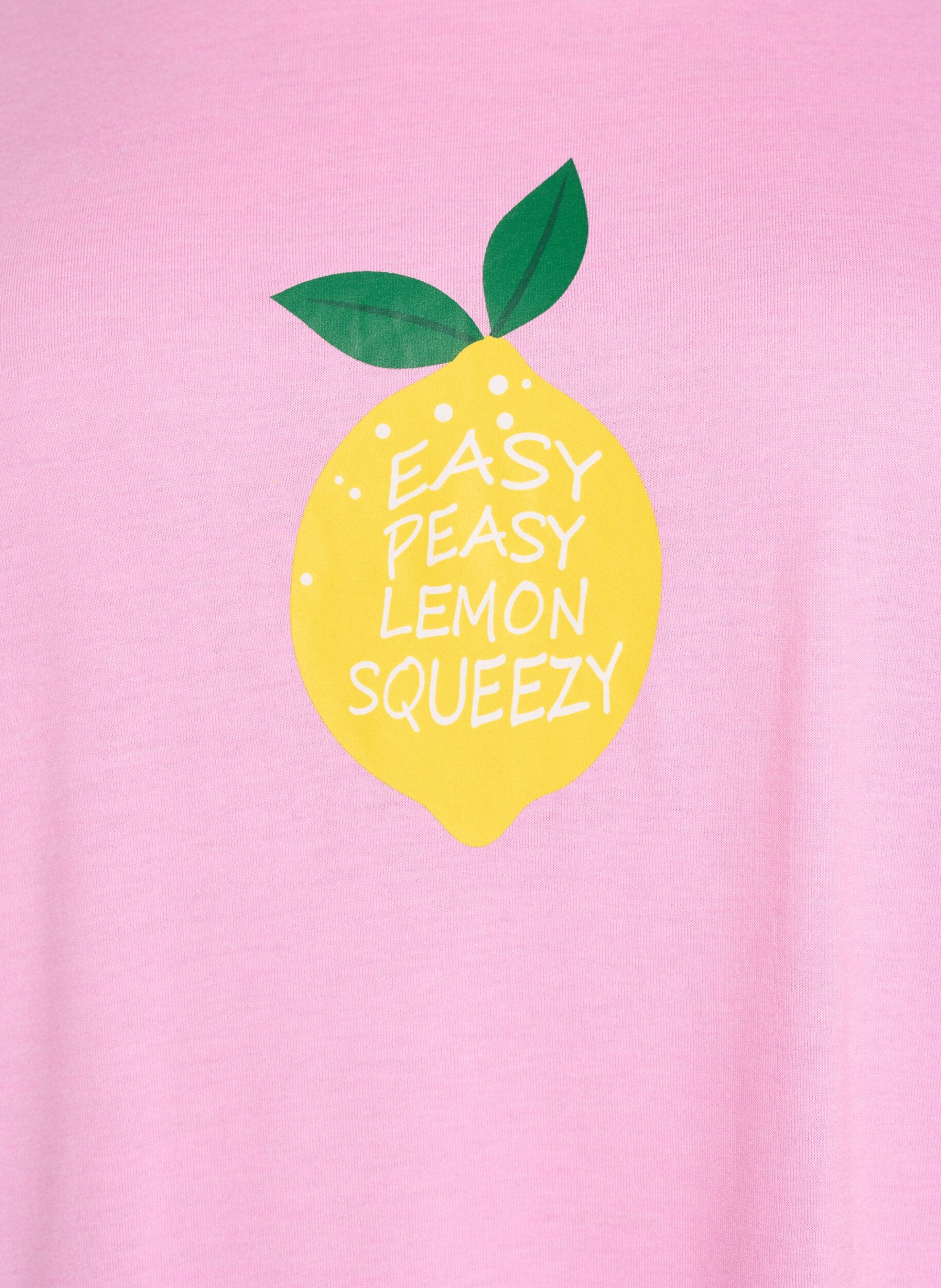 Zizzi Kort&auml;rmat nattlinne med texttryck, Rosa, Packshot image number 2