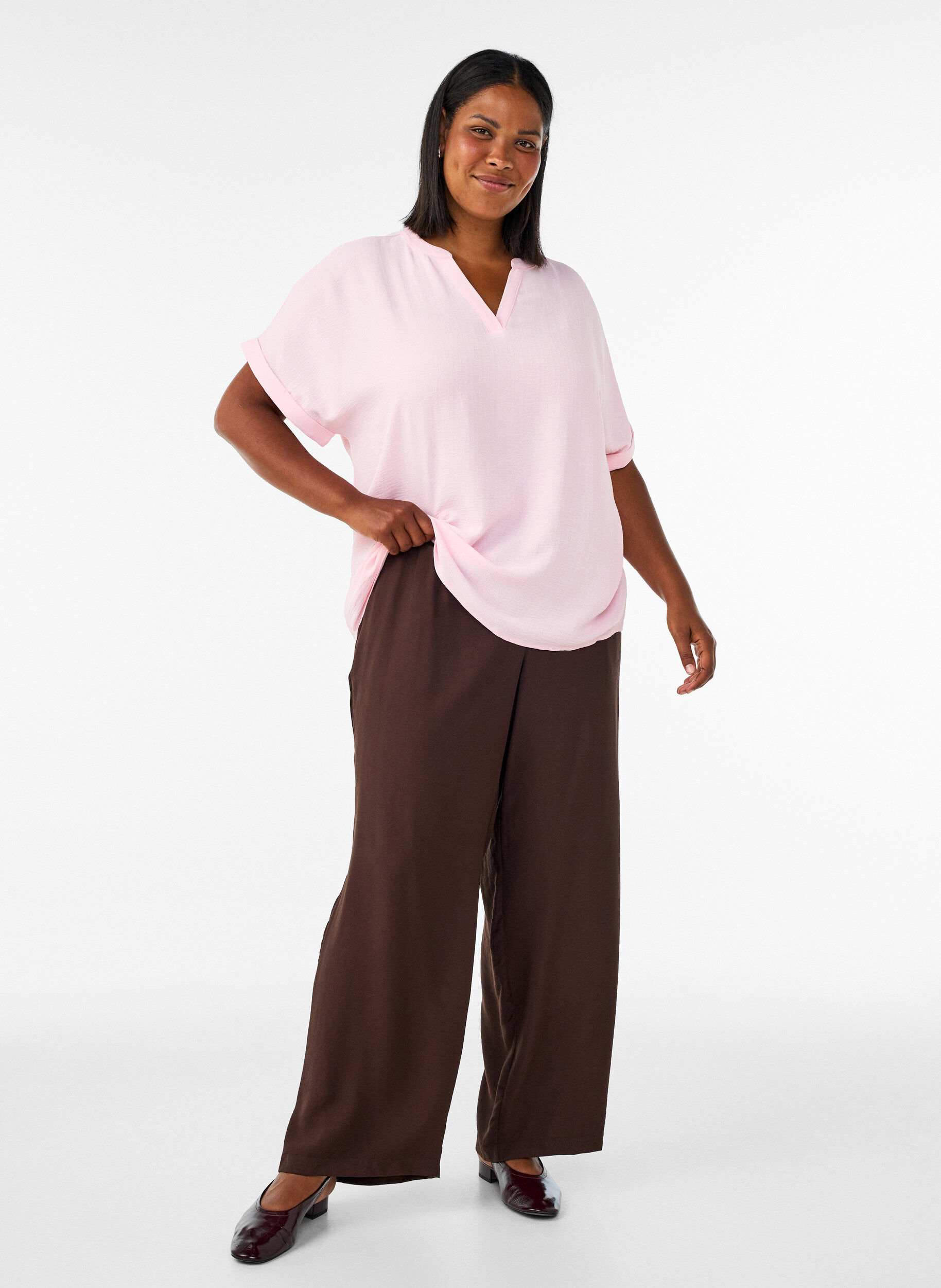 ZizziL&ouml;s blus med korta &auml;rmar, Rosa, Model image number 1