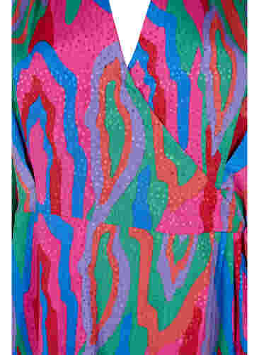 Tryckt omlottklänning med långa ärmar, Colorfull Art Print, Packshot image number 2