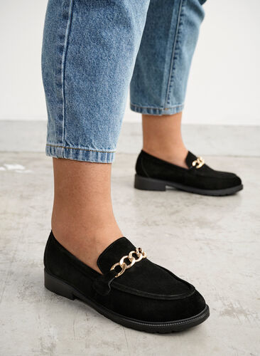 Loafers med bred passform, Black, Image image number 0