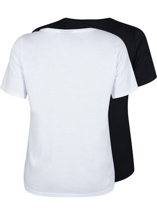 FLASH - 2-pack t-shirtar med rund hals, White/Black, Packshot image number 1