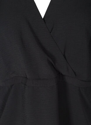 Blus med puffärmar och snöre i midjan, Black, Packshot image number 2