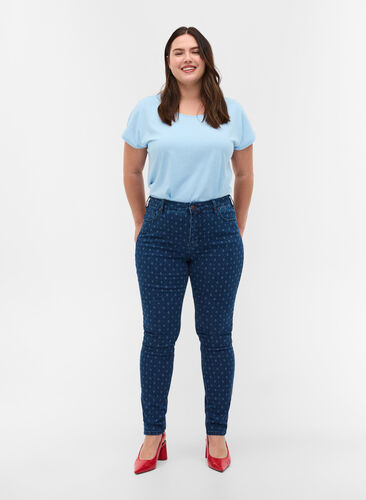 Amy jeans med super slim fit och tryck, Dark blue, Model image number 0