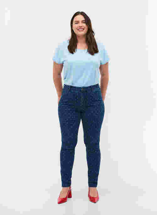 Amy jeans med super slim fit och tryck