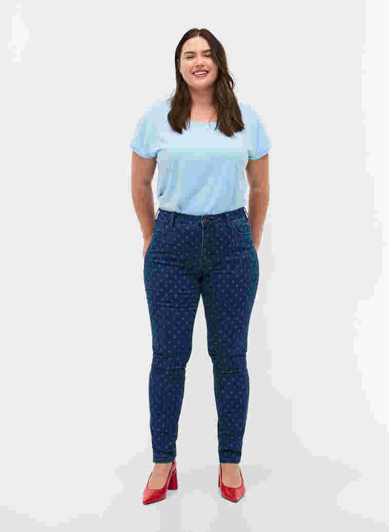 Amy jeans med super slim fit och tryck, Dark blue, Model