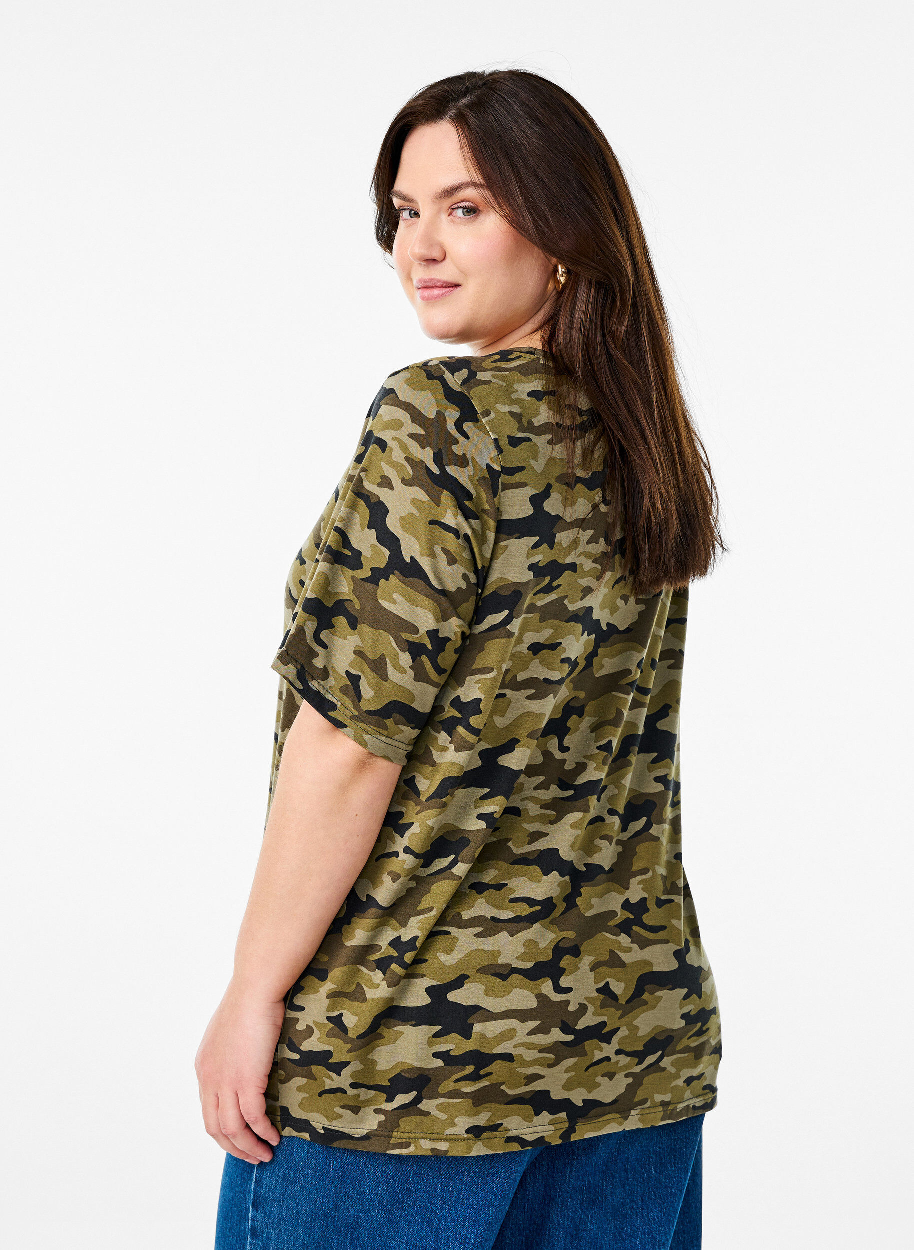 ZizziT-shirt med TENCEL&trade; Lyocell och kamouflagem&ouml;nster, Gr&ouml;n, Model image number 2