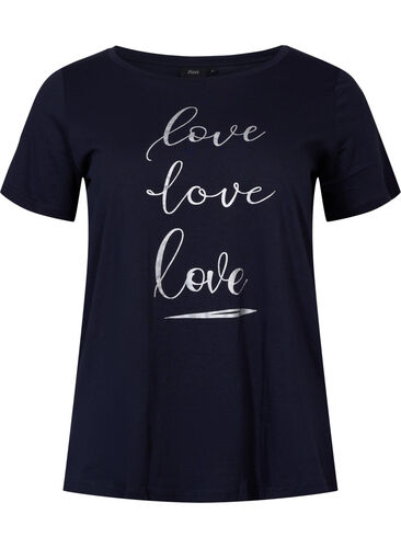 Kortärmad t-shirt i bomull med tryck , Night Sky Love Love, Packshot image number 0