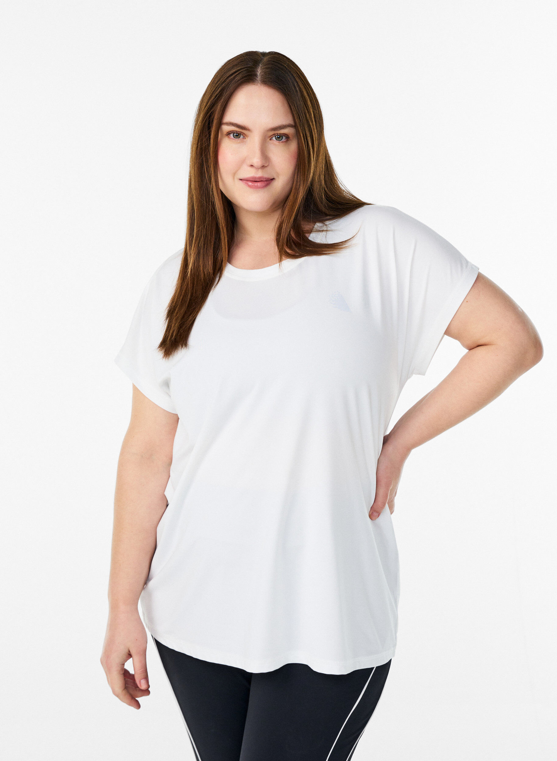 Enf&auml;rgad tr&auml;nings-T-shirt, Vit, Model