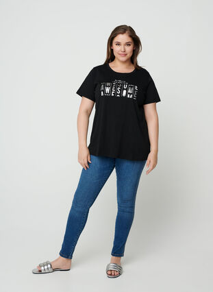 T-shirt i bomull, Black, Model image number 2