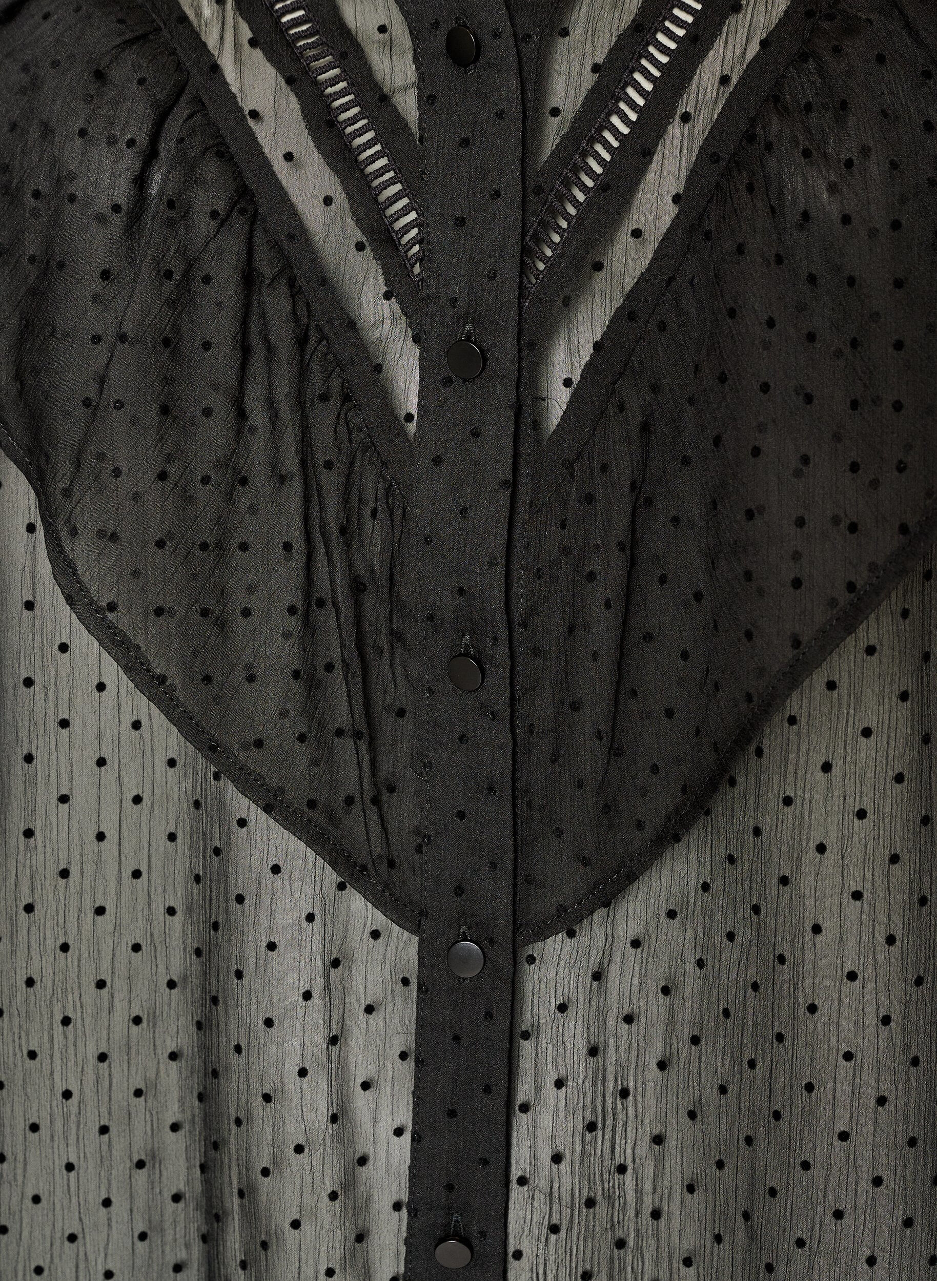 ZizziTransparent skjortblus med prickar och volangdetaljer, Svart, Packshot image number 2