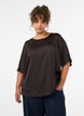 Blus i satin med armb&aring;gsl&aring;nga &auml;rmar, Brun, Model image number 0