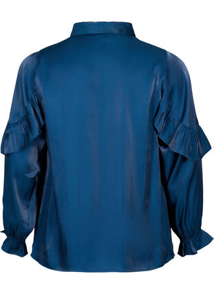 Viskosskjorta med volanger, Titan, Packshot image number 1