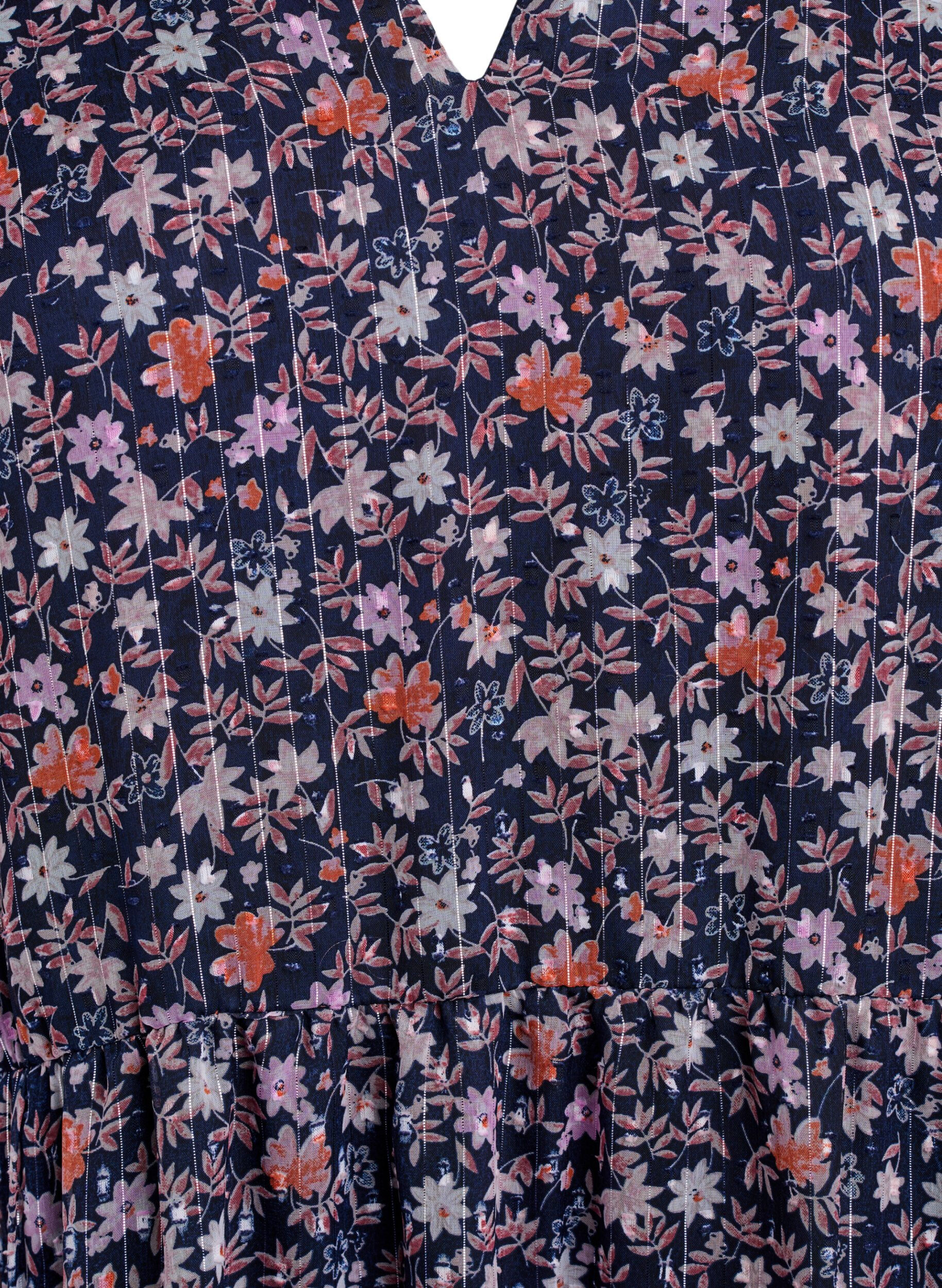 ZizziTunika med blomm&ouml;nster och glittertr&aring;dar, Bl&aring;, Packshot image number 2