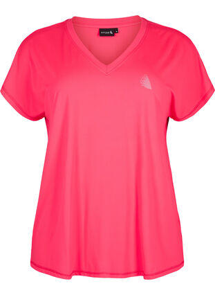 Tränings t-shirt med v-ringning och lös passform, Neon Diva Pink, Packshot image number 0