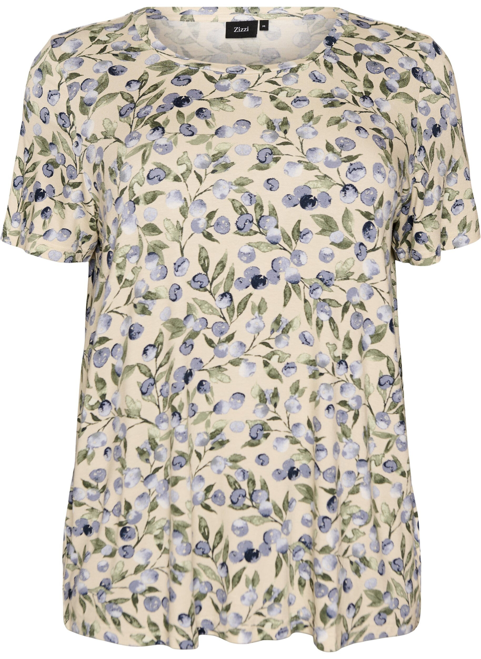 Zizzi T-shirt med blommigt tryck, Vanilla, Packshot image number 0