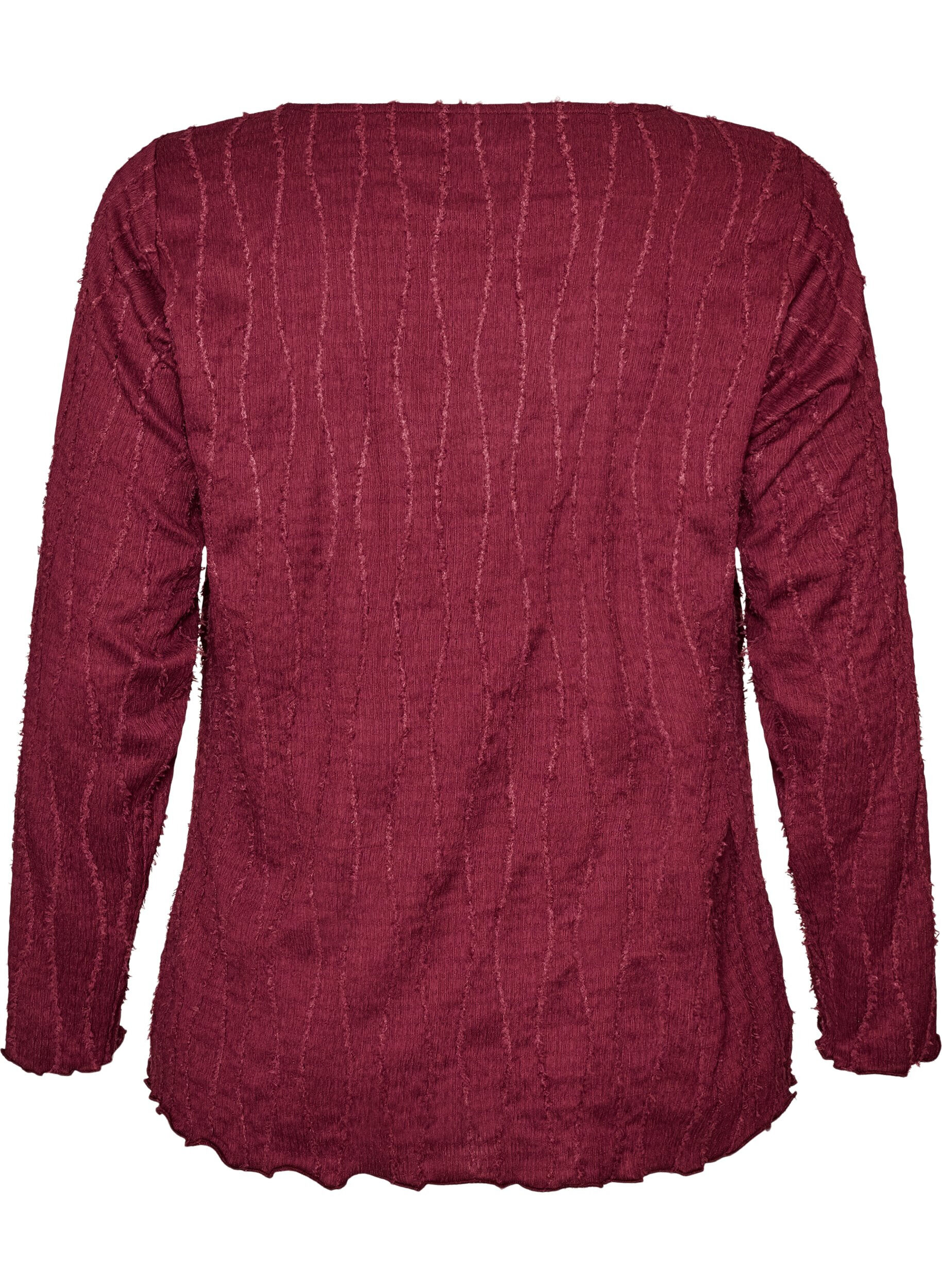 ZizziBlus i jersey med v&aring;gig struktur, R&ouml;d, Packshot image number 1