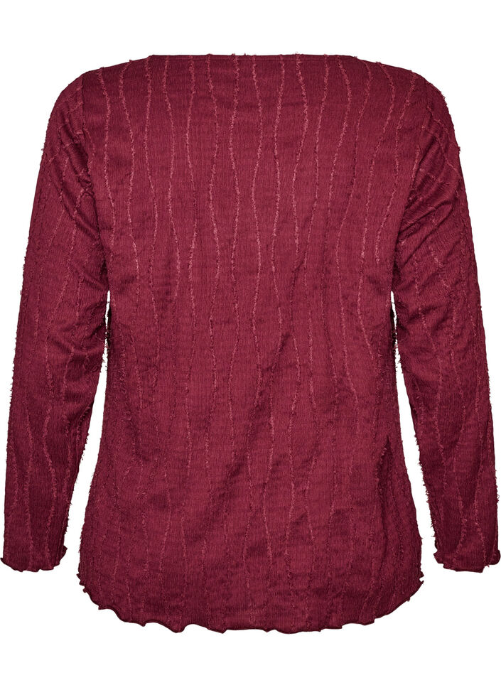 Blus i jersey med v&aring;gig struktur, R&ouml;d, Packshot image number 1