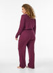 Pyjamasbyxor i ekologisk bomull med h&aring;lbroderi, M&ouml;rk Bordeaux, Model image number 1