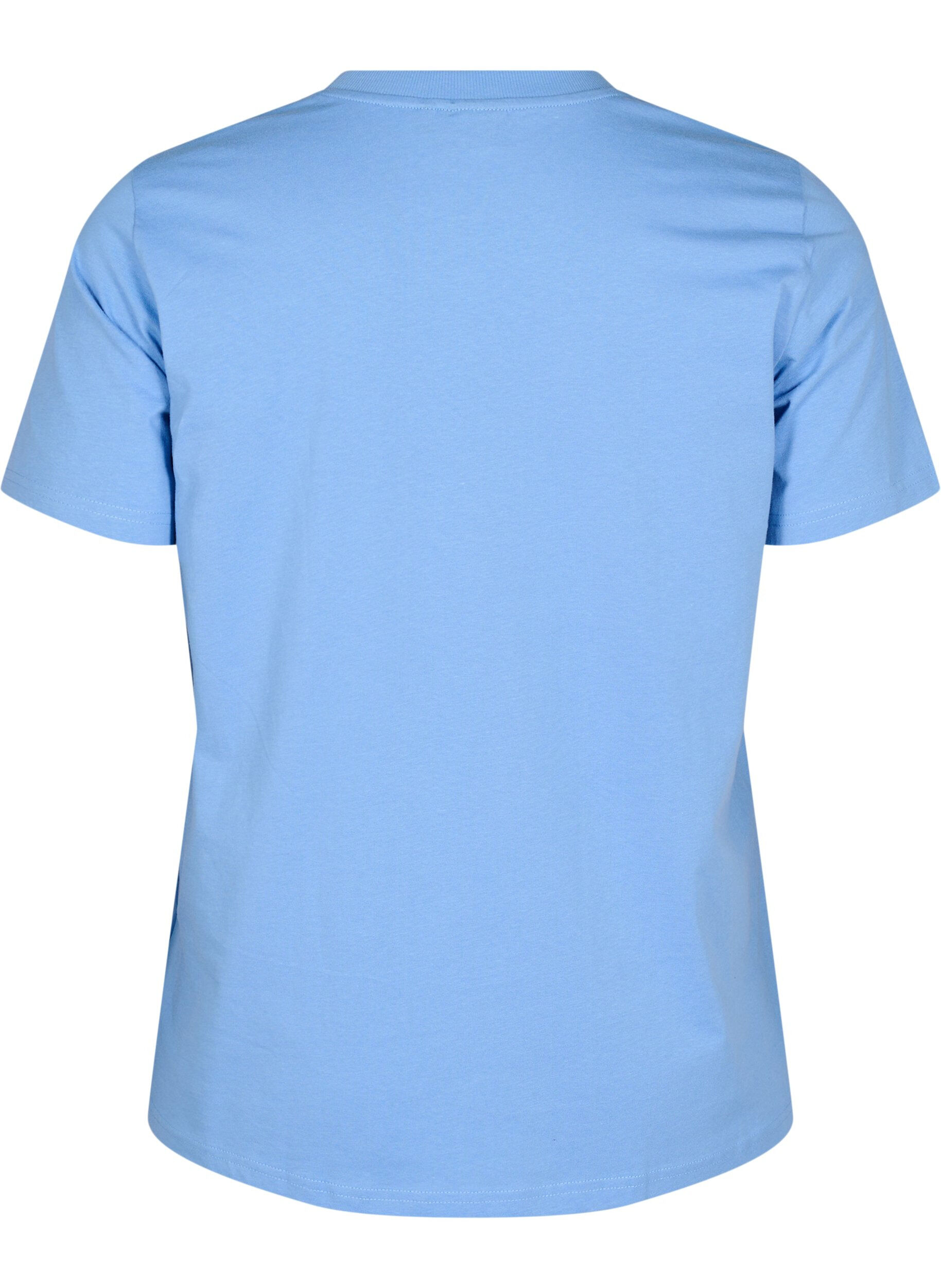 ZizziEnkel t-shirt i bomull med rund halsringning, Bl&aring;, Packshot image number 1