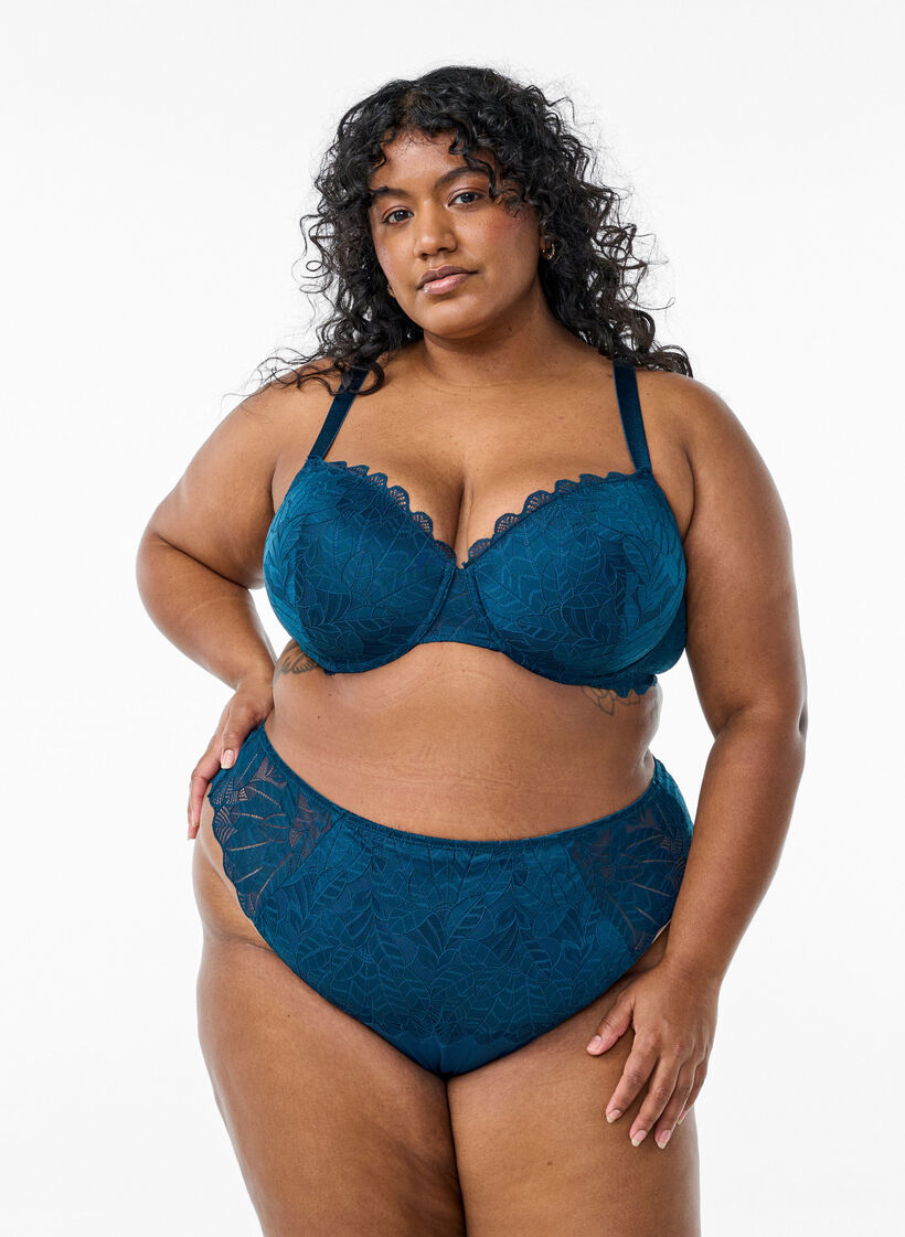 Stringtrosa i spets, Blå, Model image number 0